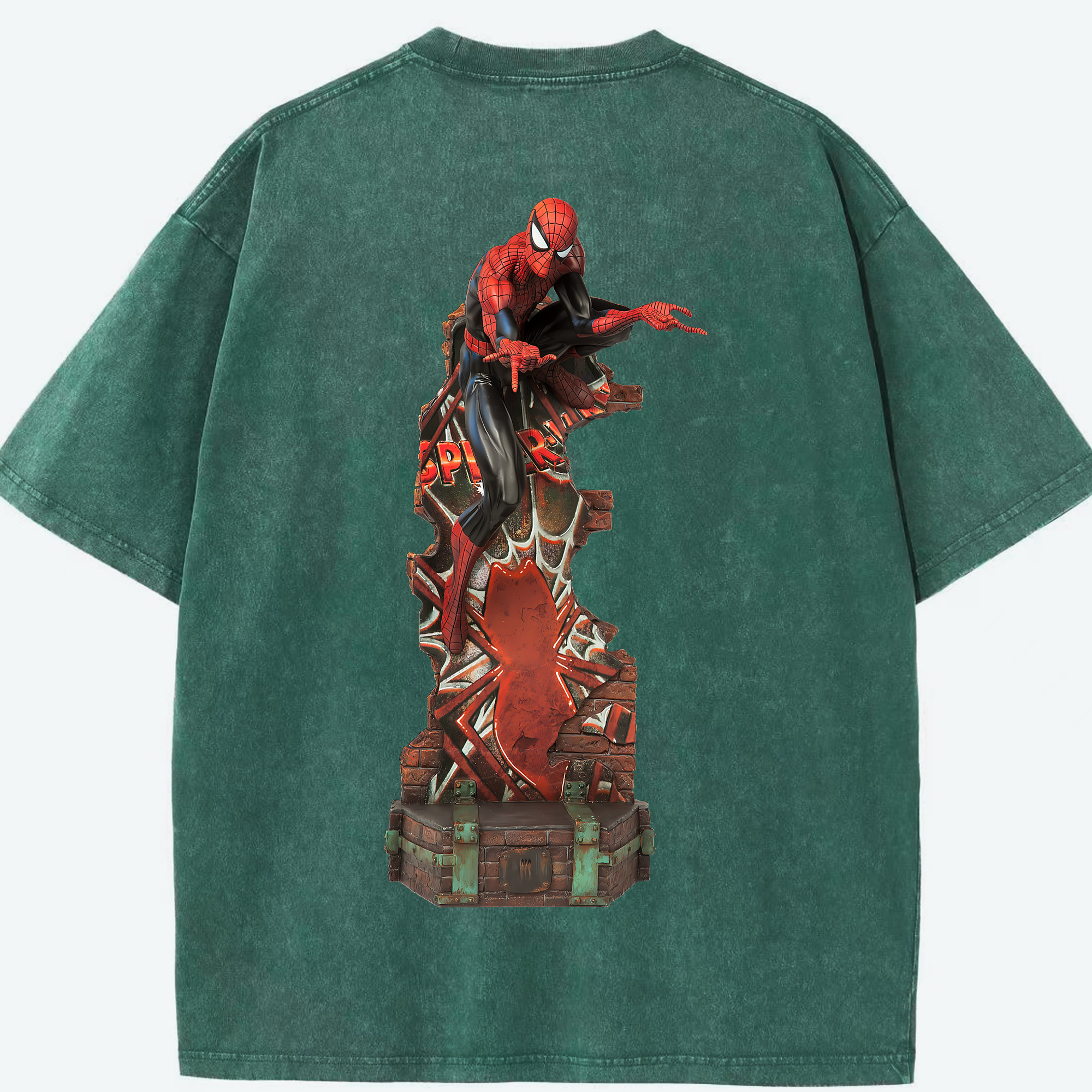 （画像用） Spider Man スパイダーマン 綿100% ヴィンテージ風 半袖Tシャツ（背面プリント）